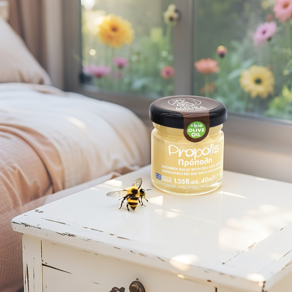 Melira Propolis Beeswax Balm with honey and olive oil for skin healing and hydration