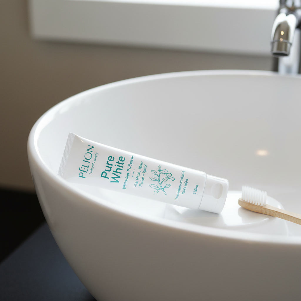 Pure White whitening toothpaste with Chios mastic, perlite and xylitol, 200 ml pump bottle