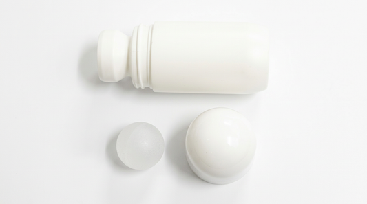 50ml white plastic roll-on bottle with ball and cap for deodorant