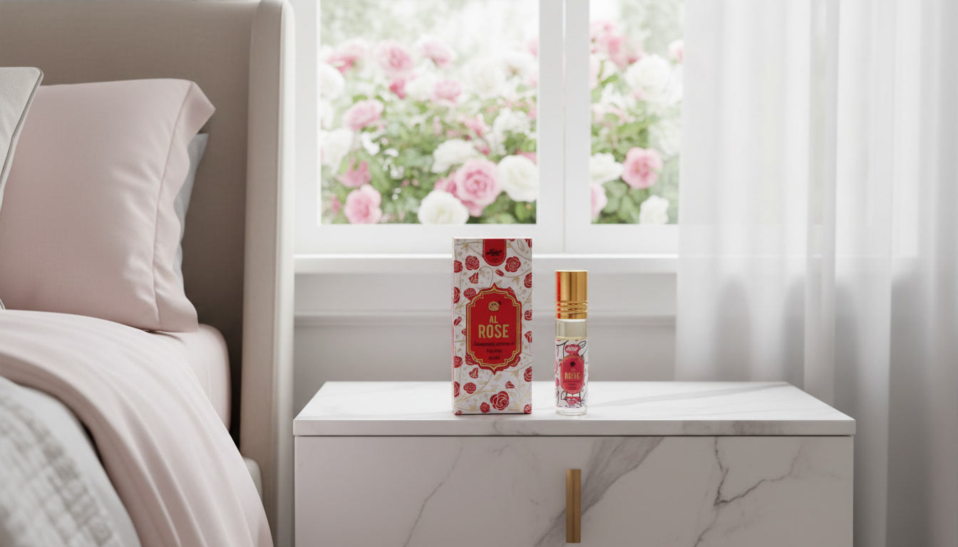 Rose Concentrated Perfume Oil with romantic rose fragrance in a compact bottle