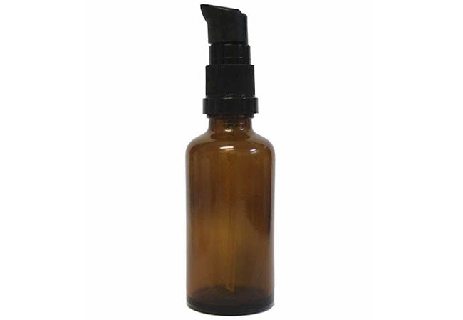 30ml amber glass serum bottle with fine pump for skincare