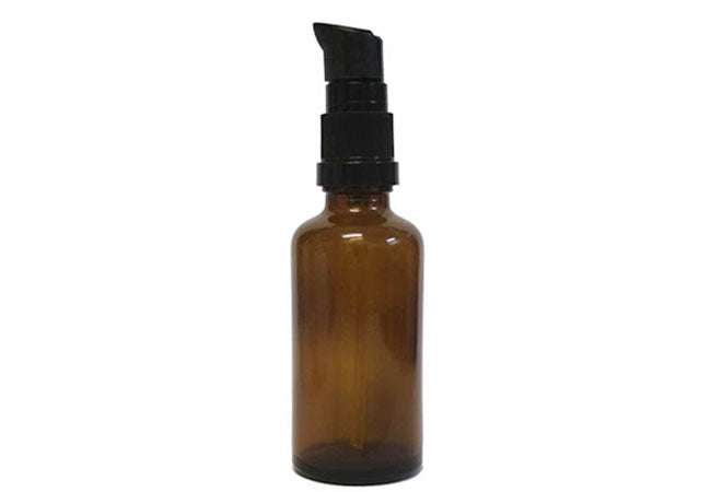 30ml amber glass serum bottle with fine pump for skincare