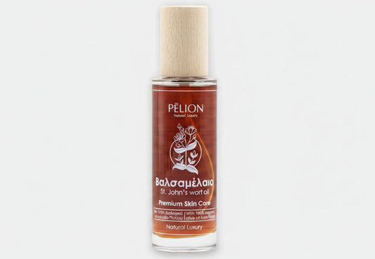 P for Pelion Organic St. John’s Wort Oil with hand-harvested Hypericum and olive oil