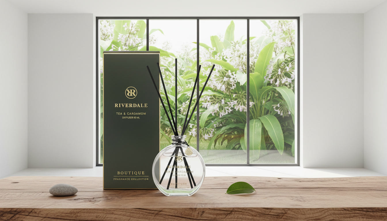 Tea & Cardamom Fragrance Sticks luxury reed diffuser with black tea and cardamom