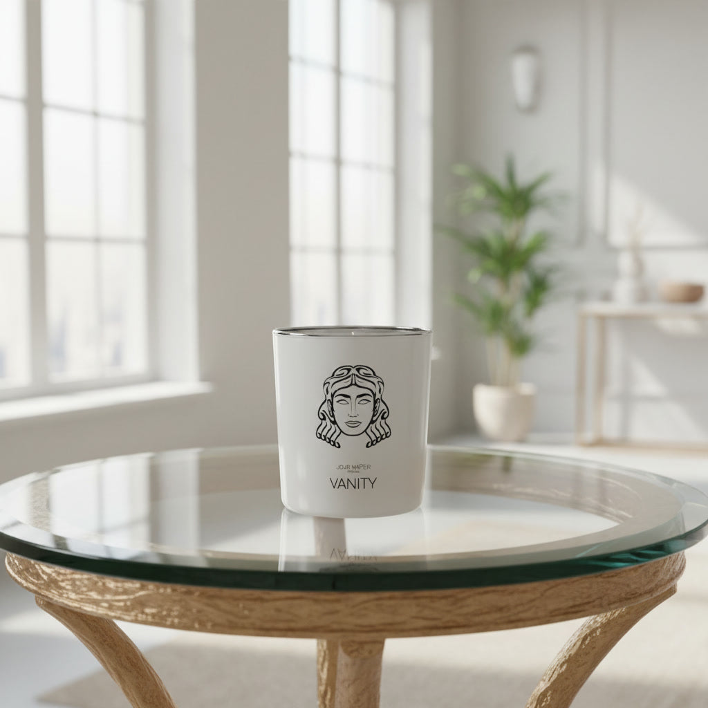 Vanity Scented Candle by The Greek Perfumer with honeysuckle and white jasmine