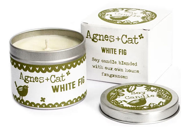 White Fig natural soy candle scented with ripe fig, blackcurrant and green fig leaves