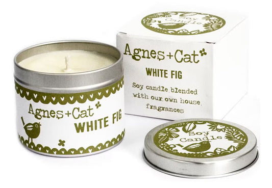 White Fig natural soy candle scented with ripe fig, blackcurrant and green fig leaves
