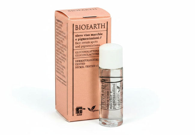Bioearth brightening face serum with glycolic acid for dark spots and uneven skin tone