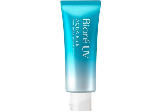 Biore Aqua Rich SPF50 lightweight sunscreen no white cast